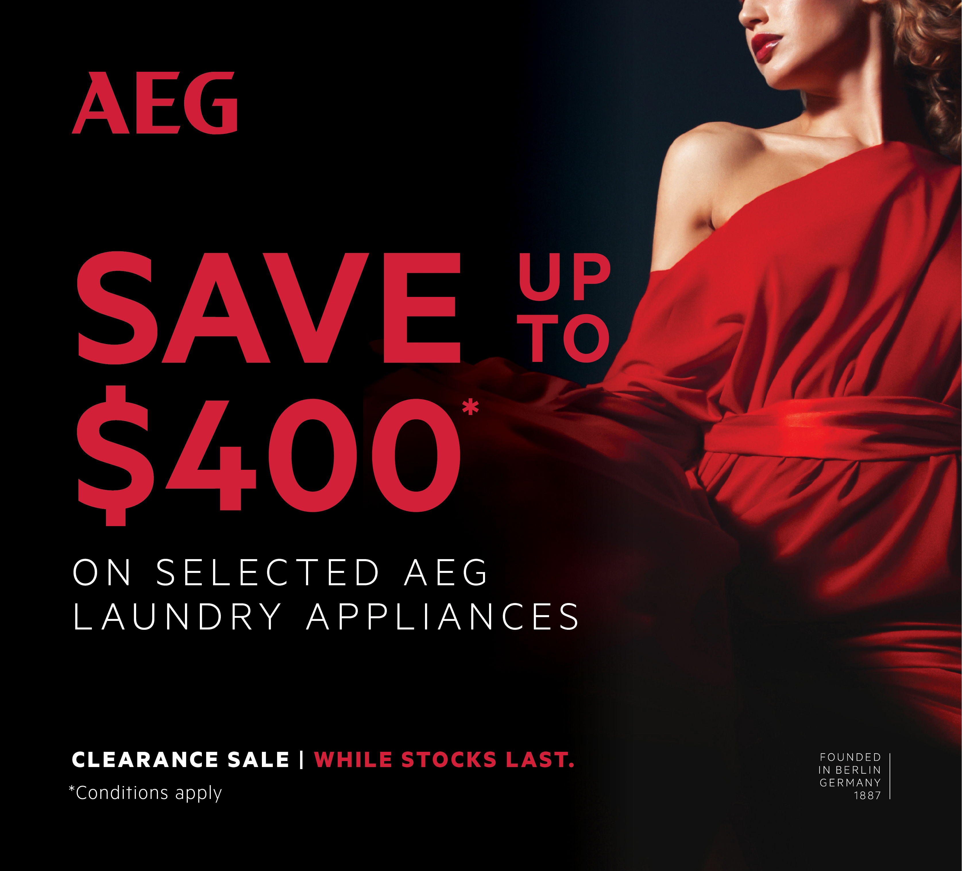 Save up to $400* on Selected AEG Laundry Appliances