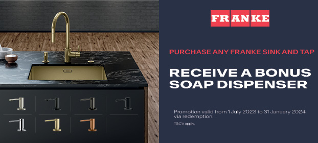 Purchase any FRANKE Sink and Tap and Receive a Bonus Soap Dispenser