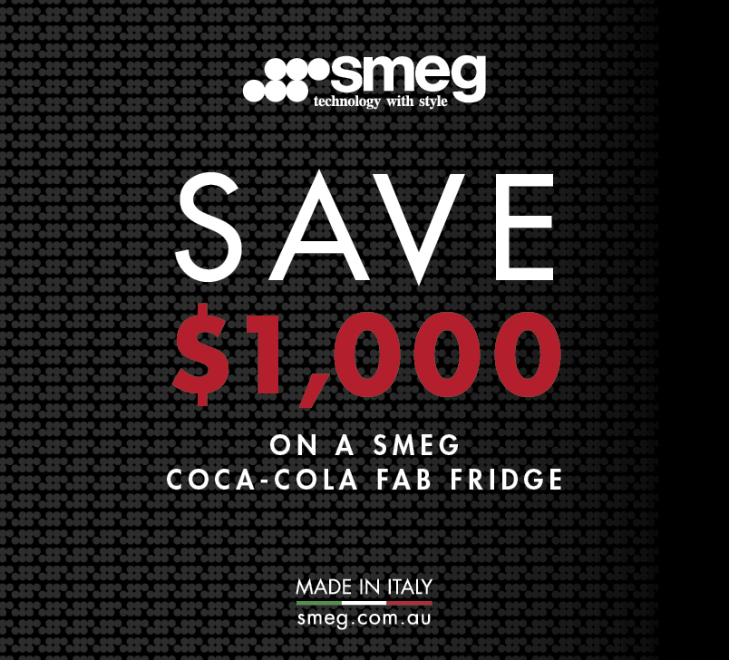 Save $1000* on Smeg Coca-Cola FAB Fridge