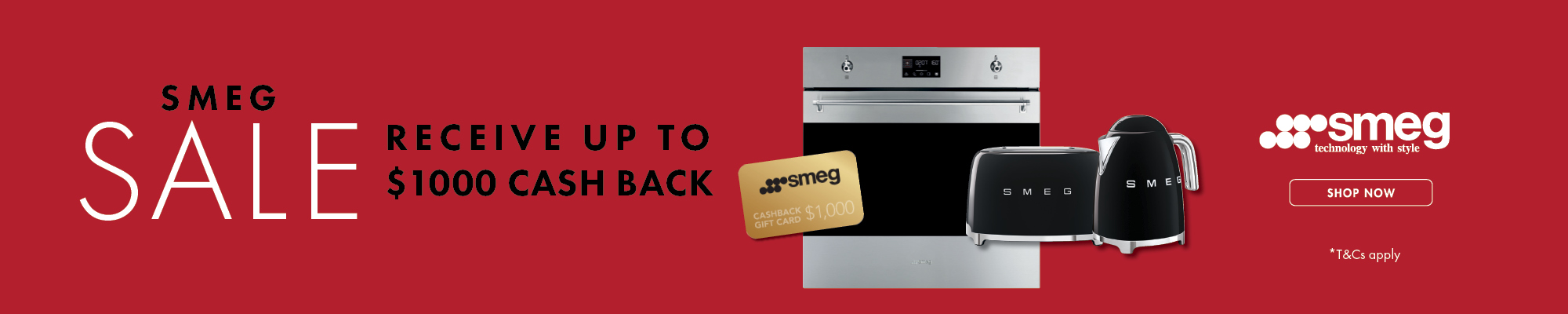 Receive Up To $1,000* Cashback With Selected Smeg Appliances