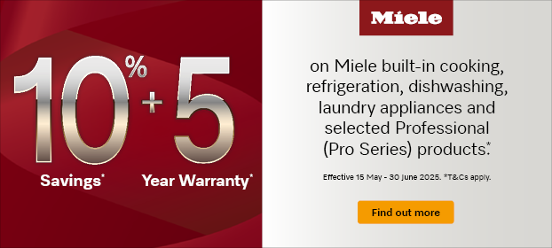 5 Year Warranty* Plus Save 10%* On Miele Appliances