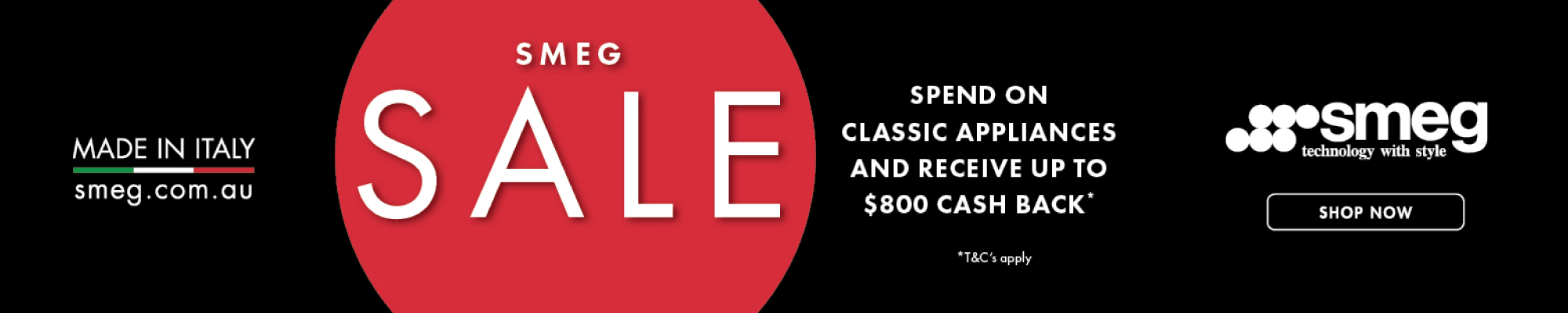 Up To $800* Cash Back On SMEG Classic Appliances