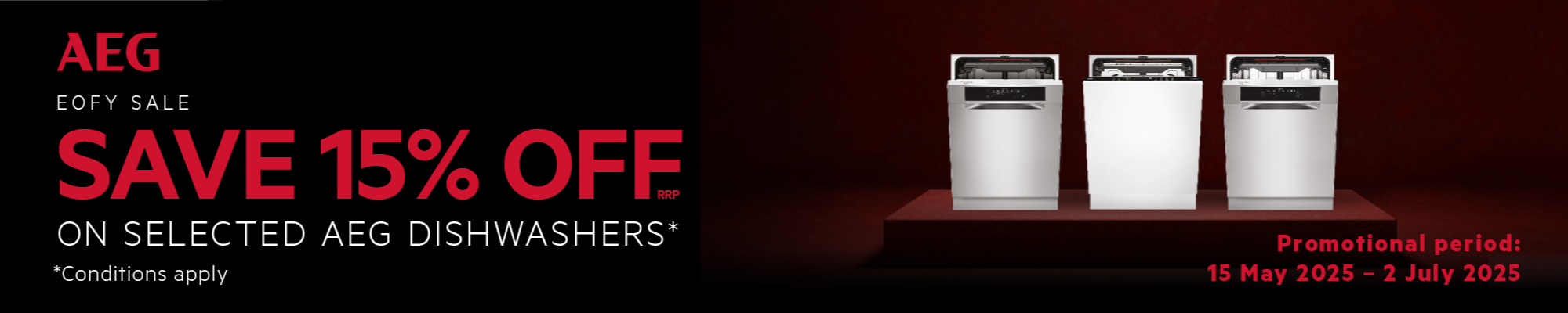 Save 15%* On Selected AEG Dishwashers