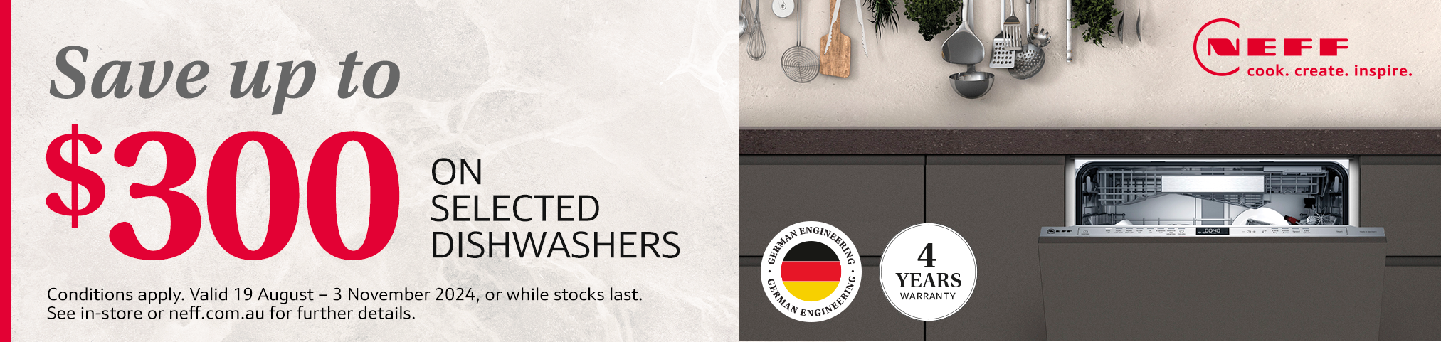 Save Up To $300* On Selected NEFF Dishwashers