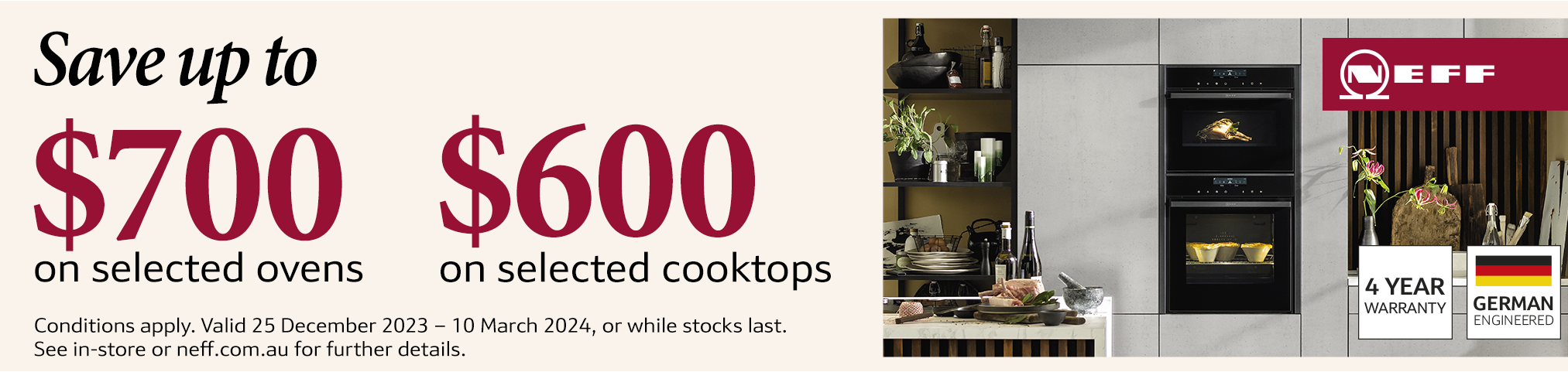 Save Up To $700* On Selected Neff Ovens & Cooktops