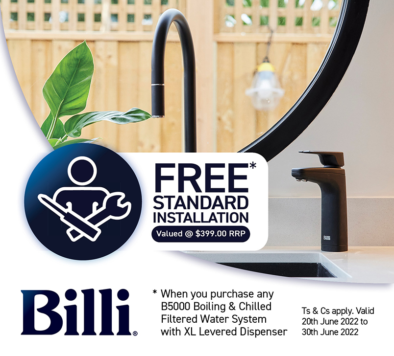 Free Standard Install With Selected Billi Filtered Water System
