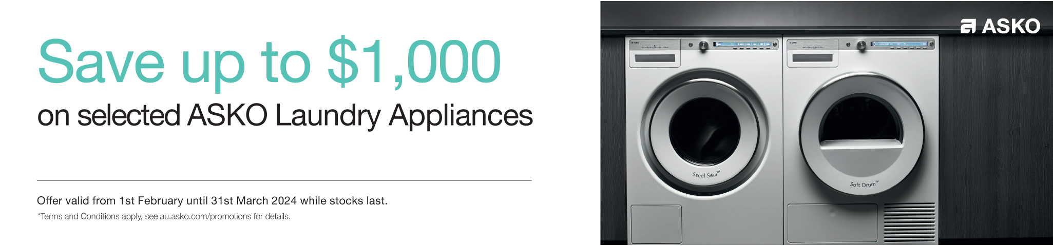 Save Up To $1,000* On Selected ASKO Laundry Appliances