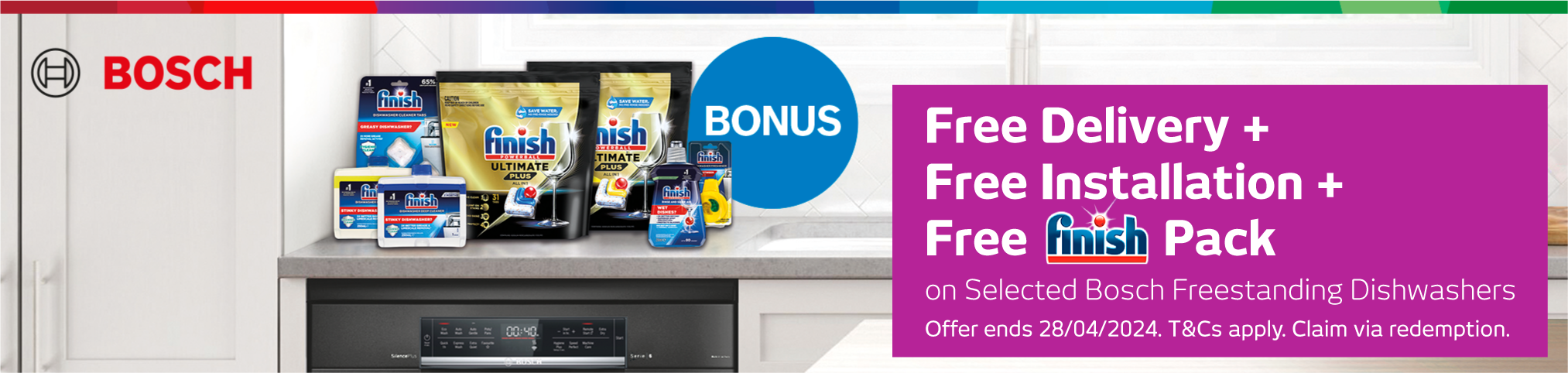 Free Delivery & Installation On Bosch Dishwashers + Free Finish Pack