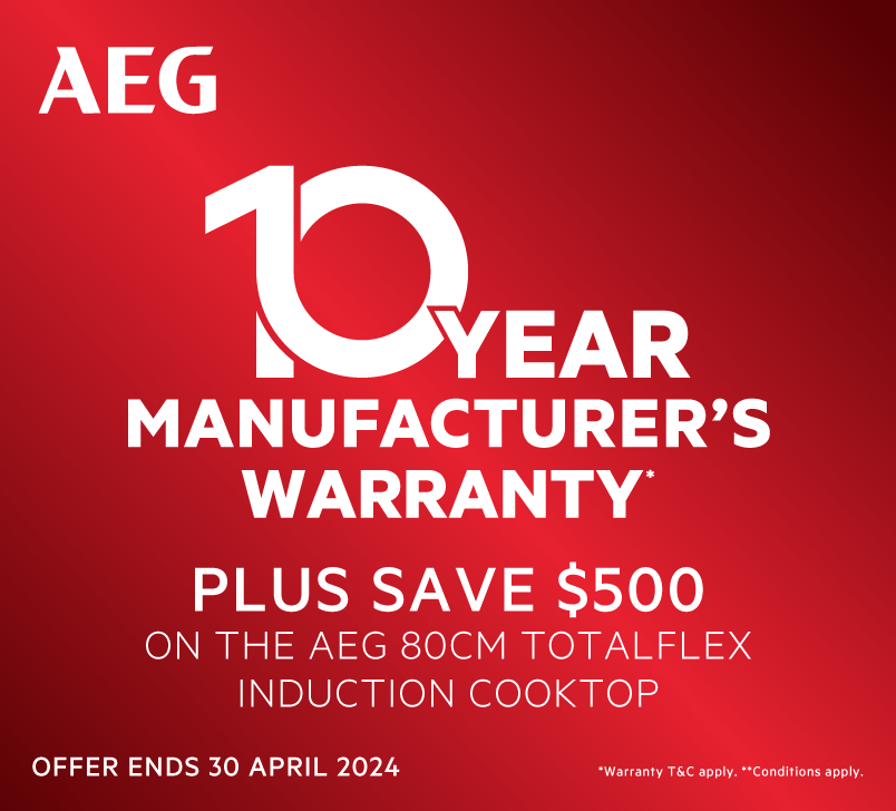 10 Year AEG Manufacturer's Warranty* On TotalFlex Induction Cooktop Plus Save $500