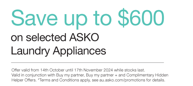 Save Up To $600 On Selected ASKO Laundry Appliances*