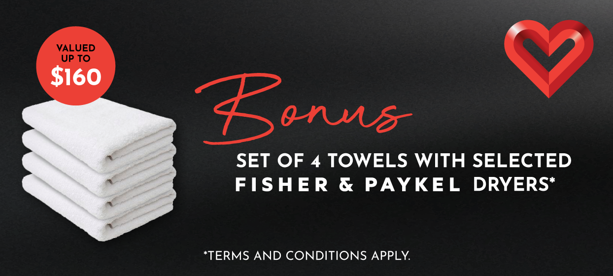 Bonus Set Of Towels* With Selected Fisher & Paykel Dryers