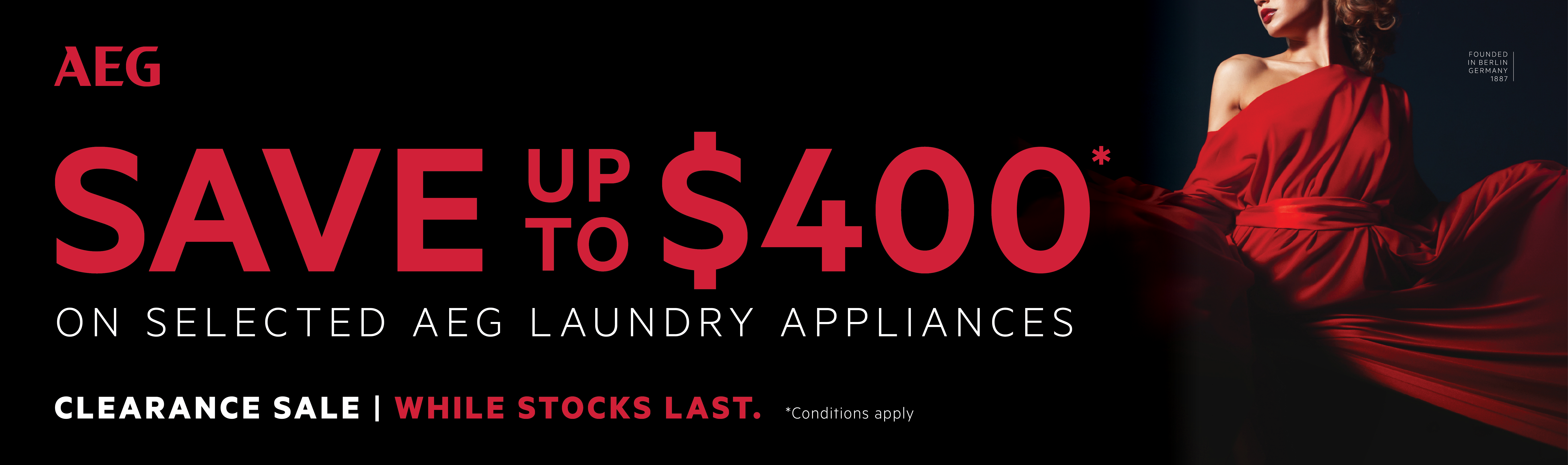 Save up to $400* on Selected AEG Laundry Appliances