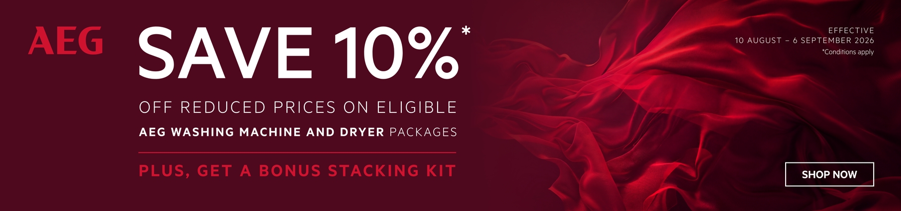 Save 10% On Select AEG Laundry Packages & Receive A Bonus Stacking Kit*