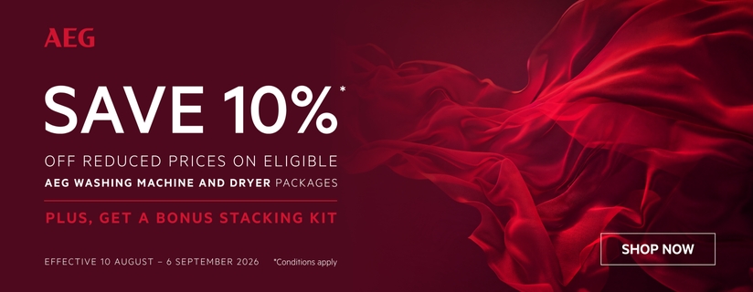 Save 10% On Select AEG Laundry Packages & Receive A Bonus Stacking Kit*