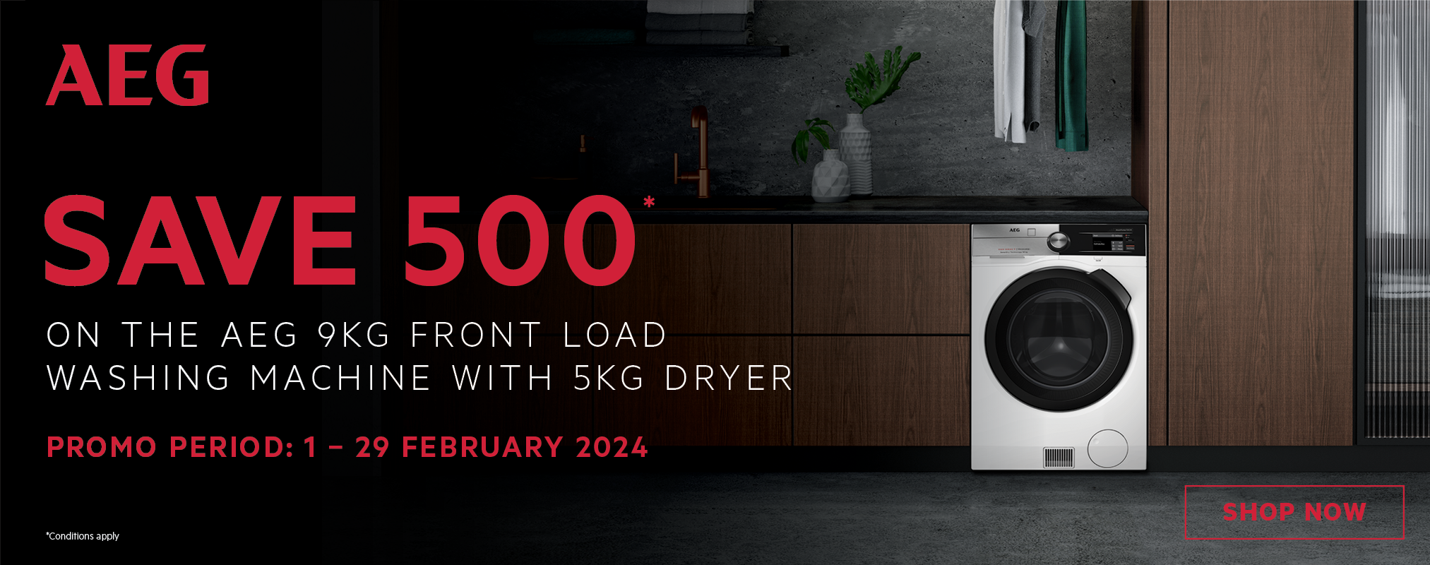 Save Up To $500* On The AEG 9kg Front Load Washing Machine With 5kg Dryer