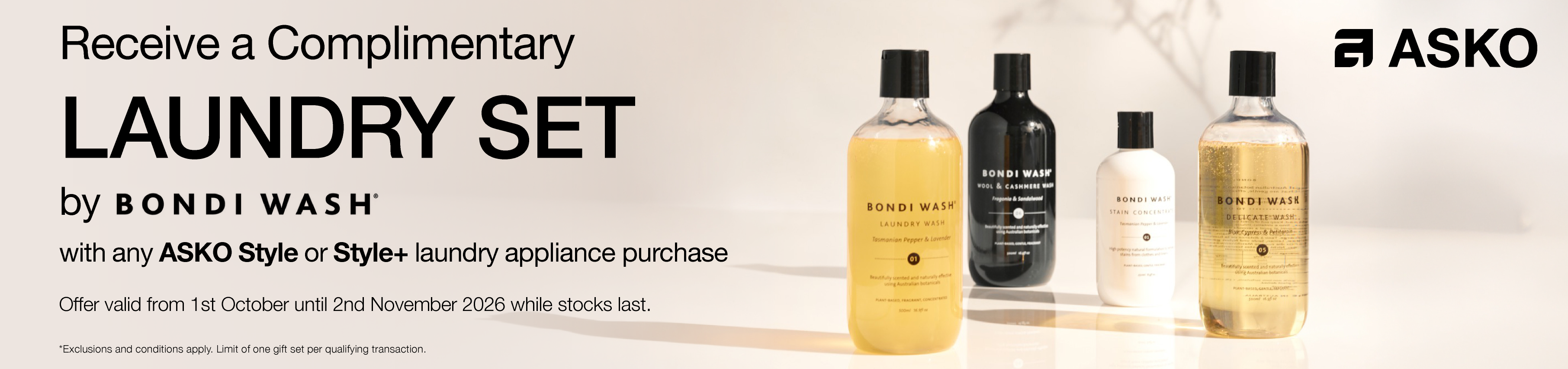 Bonus BONDI WASH Laundry Set Valued At $105 RRP With Select ASKO Laundry Appliances*