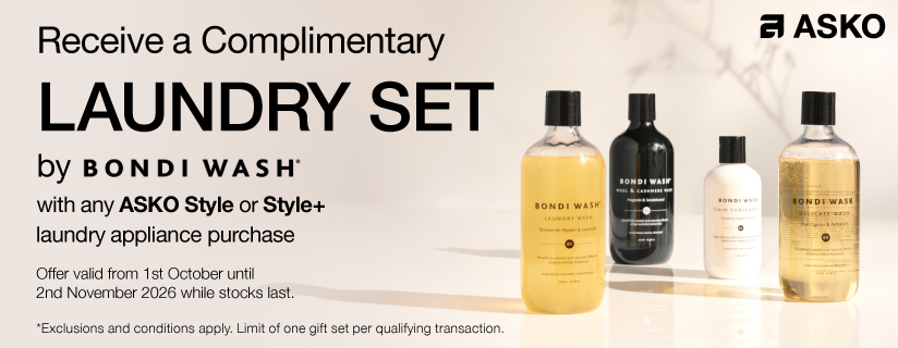 Bonus BONDI WASH Laundry Set Valued At $105 RRP With Select ASKO Laundry Appliances*