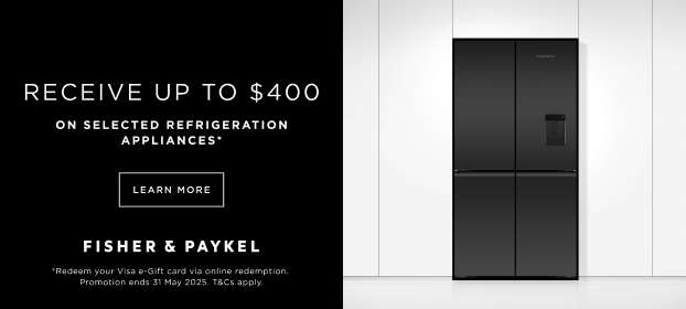 Bonus Visa e-Gift Card Valued At Up To $400* With Selected Fisher & Paykel Appliances