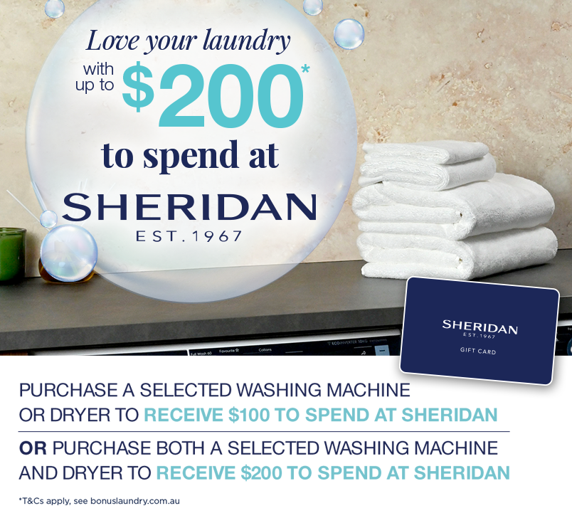 Bonus Sheridan Gift Card Valued at up to $200 on selected Laundry
