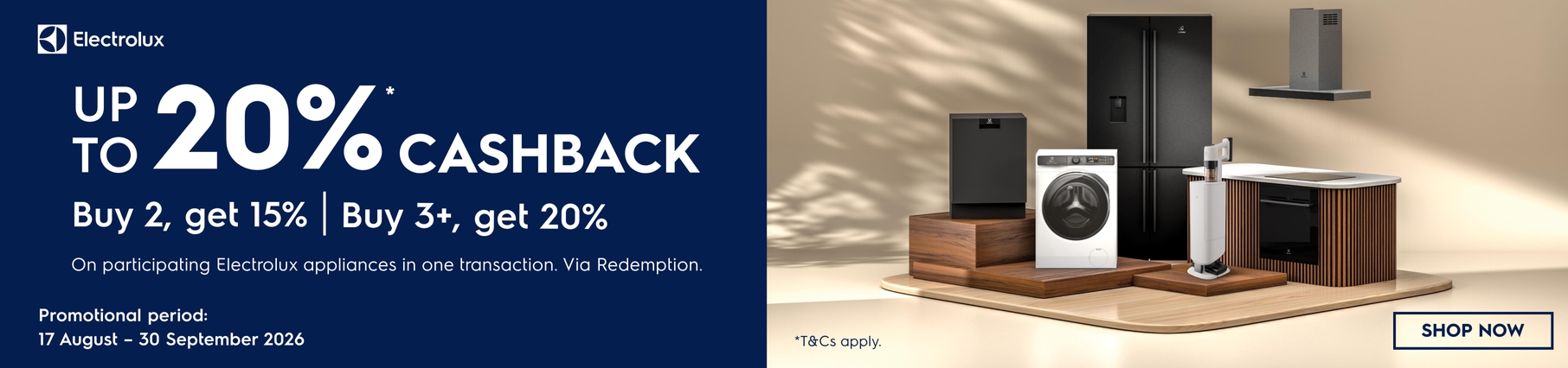 Save Up To 20% Cashback On Selected Electrolux Appliances
