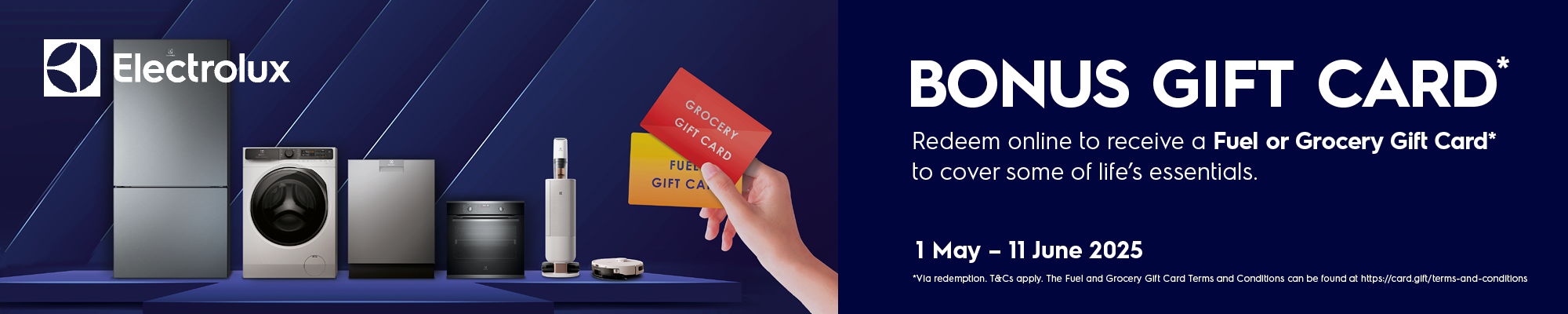 Bonus Gift Card Valued Up To $500* With Selected Electrolux Appliances