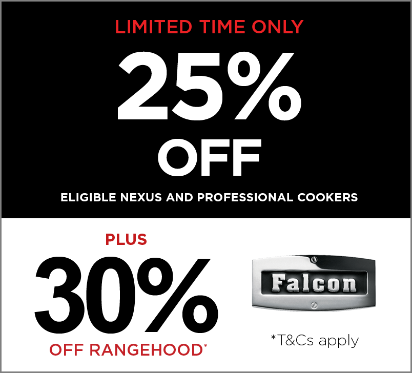 Up To 25% Off Falcon Nexus* & Professional* Range Cookers + 30% Off Rangehoods*