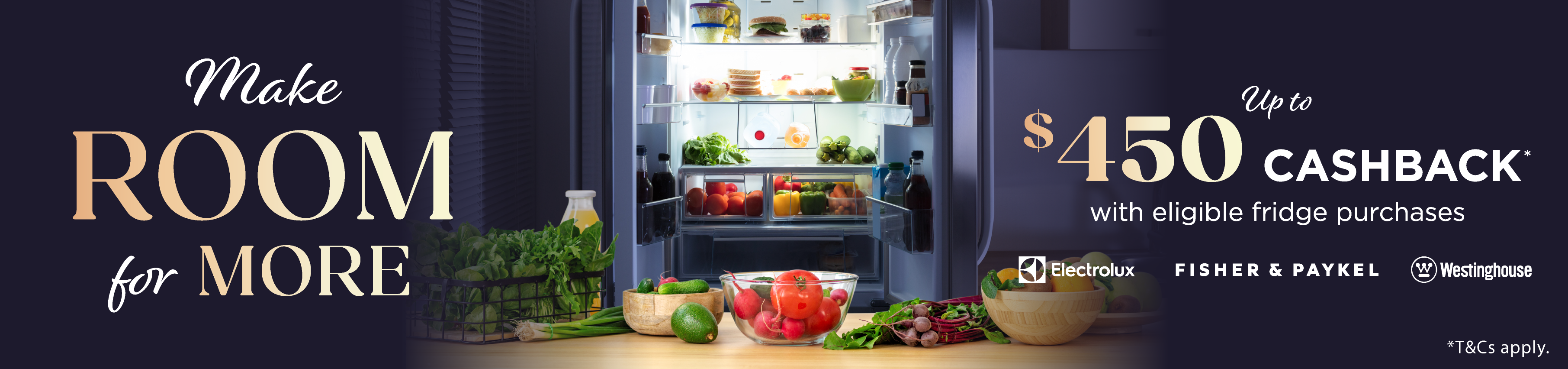 Receive Up To $450 Cashback On Select Refrigerators*