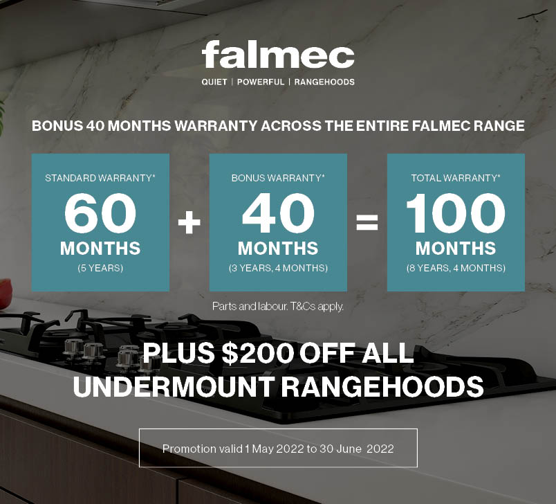 Bonus 40 Month Warranty on Falmec Products