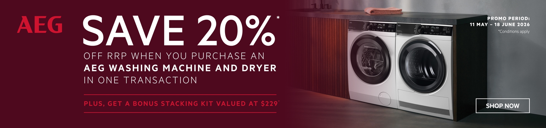 Save 20% On Select AEG Laundry Packages*