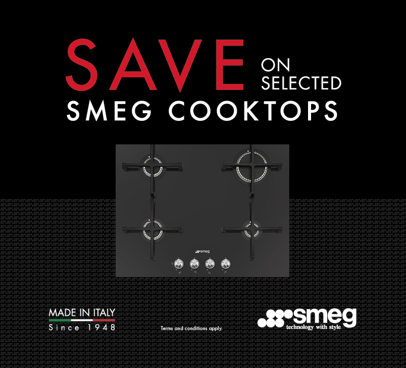 Save up to $600 on selected Smeg Dolce Stil Novo and Linea cooktops
