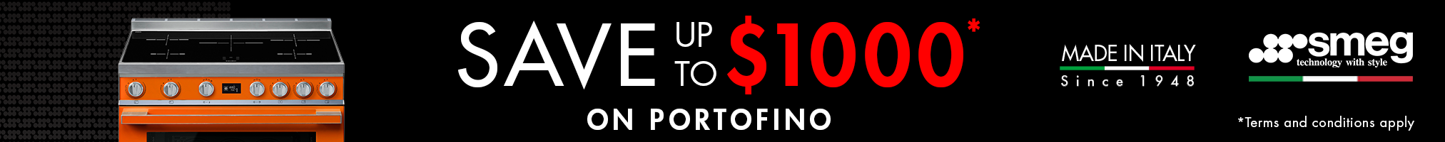 Save up to $1000 on Smeg Portofino Range