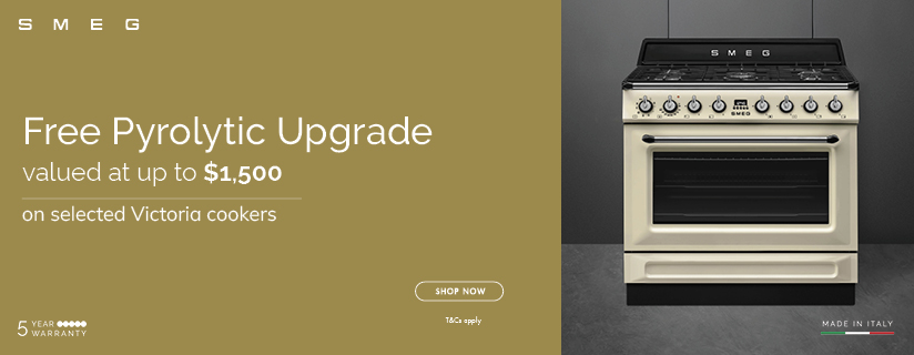 Free Pyrolytic Upgrade Valued Up To $1500 RRP & Up To $350 Off Select Smeg Victoria Appliances*