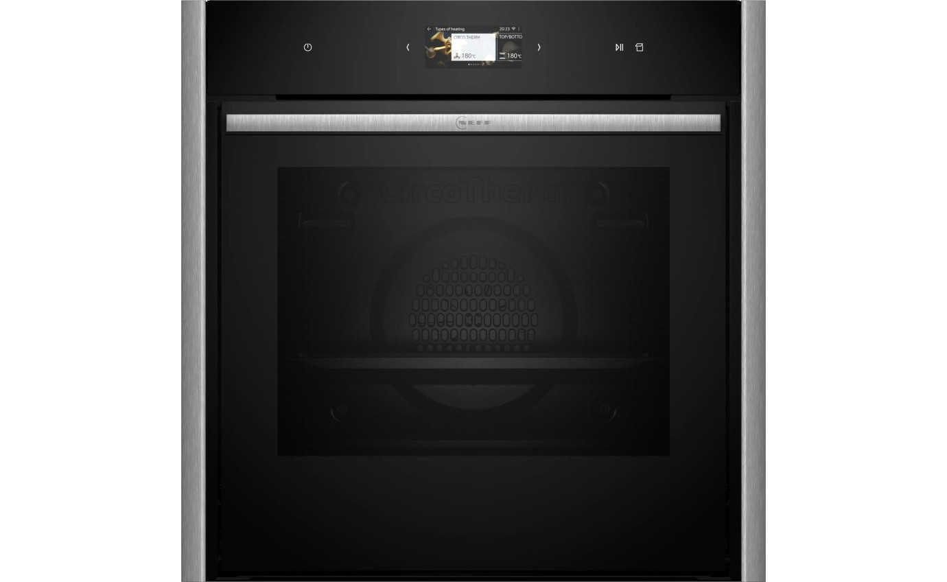Neff 60cm N 90 Pyrolytic Slide & Hide Oven with Added Steam (VarioSteam) - Metallic Silver B69VS73Y0AMS