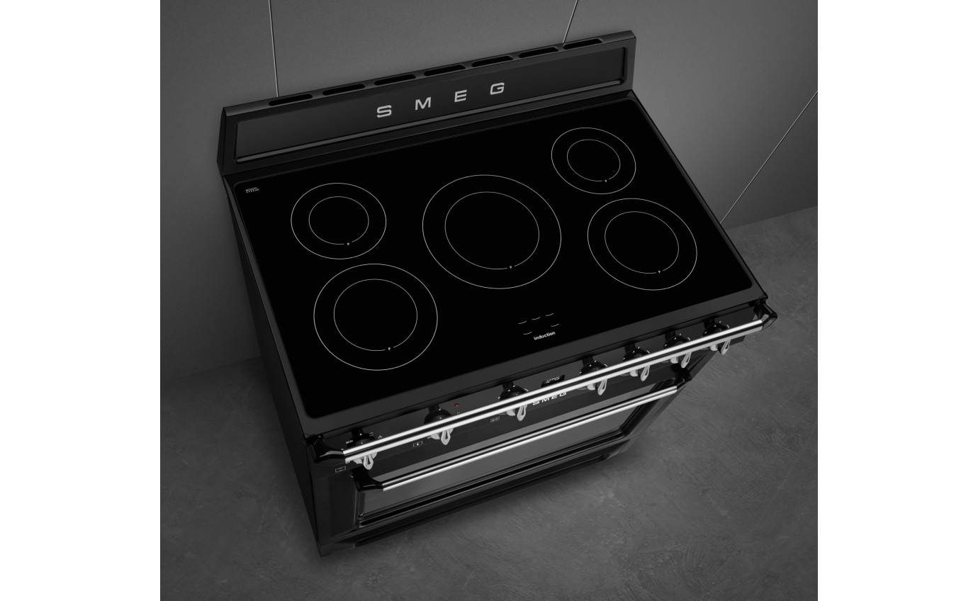 Smeg 90cm Victoria Induction Cooker 5 Zones 9 Functions Black TR90IMBL