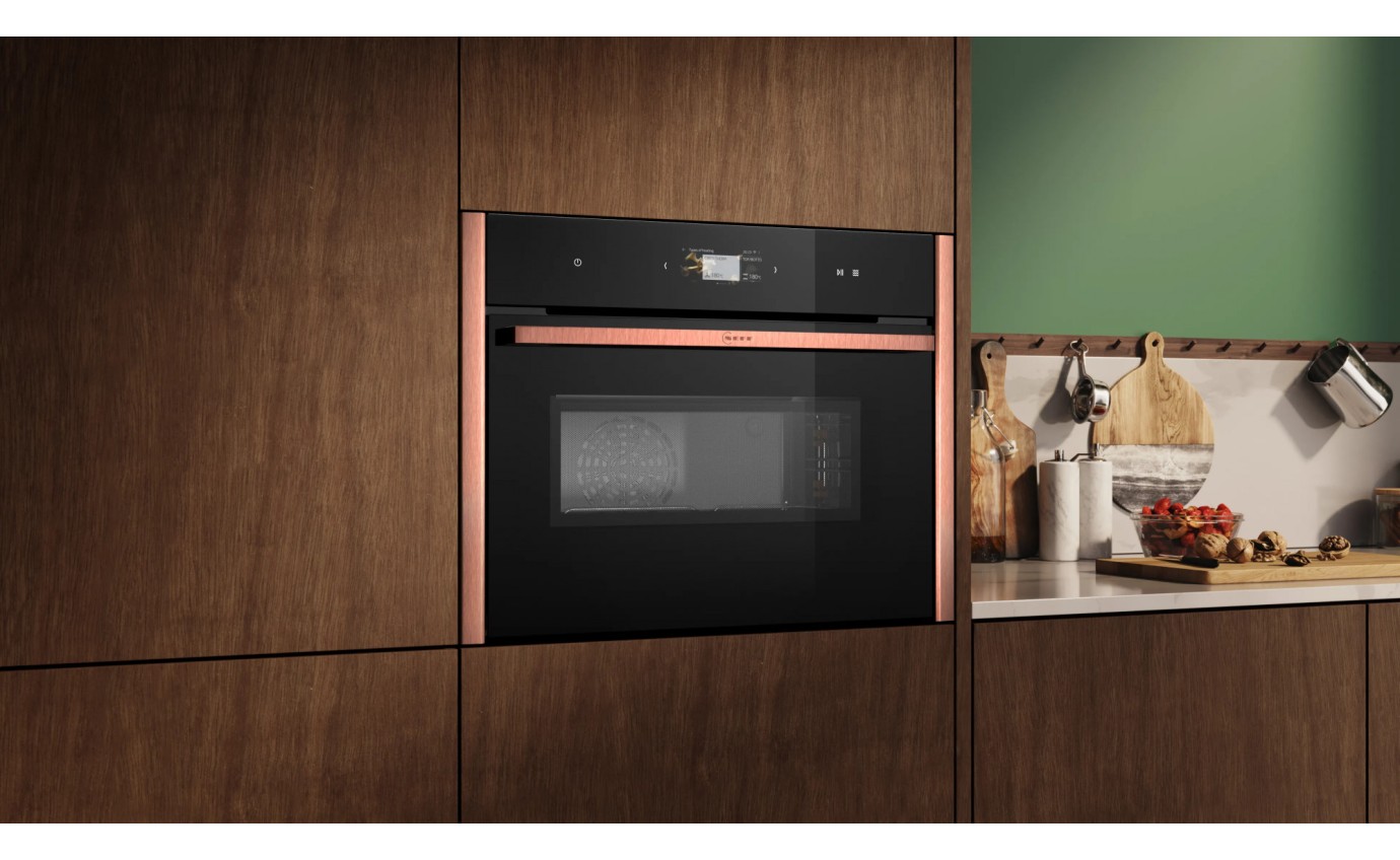 Neff 45cm N 90 Flex Design Compact EcoClean Oven with Microwave - Metallic Silver C29MS3AY0MS