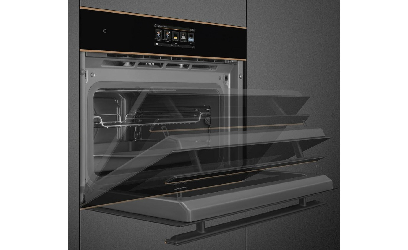 Smeg 45cm Dolce Stil Novo Omnichef Black - Copper Trim SOA4606WAPNR