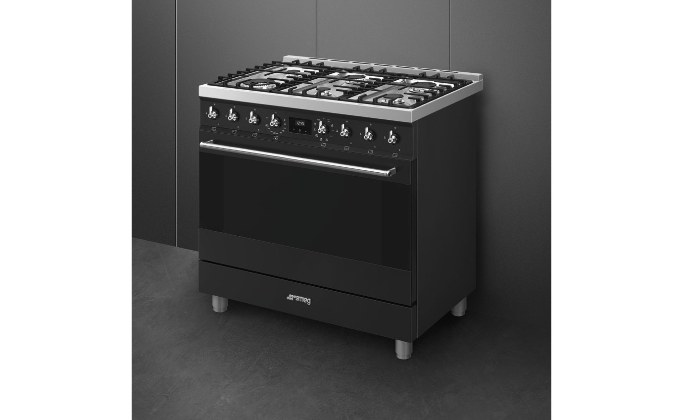 Smeg 90cm Classic Pyrolytic Freestanding Oven Stove Matte Black CSP9GMMBA2 Hart Co