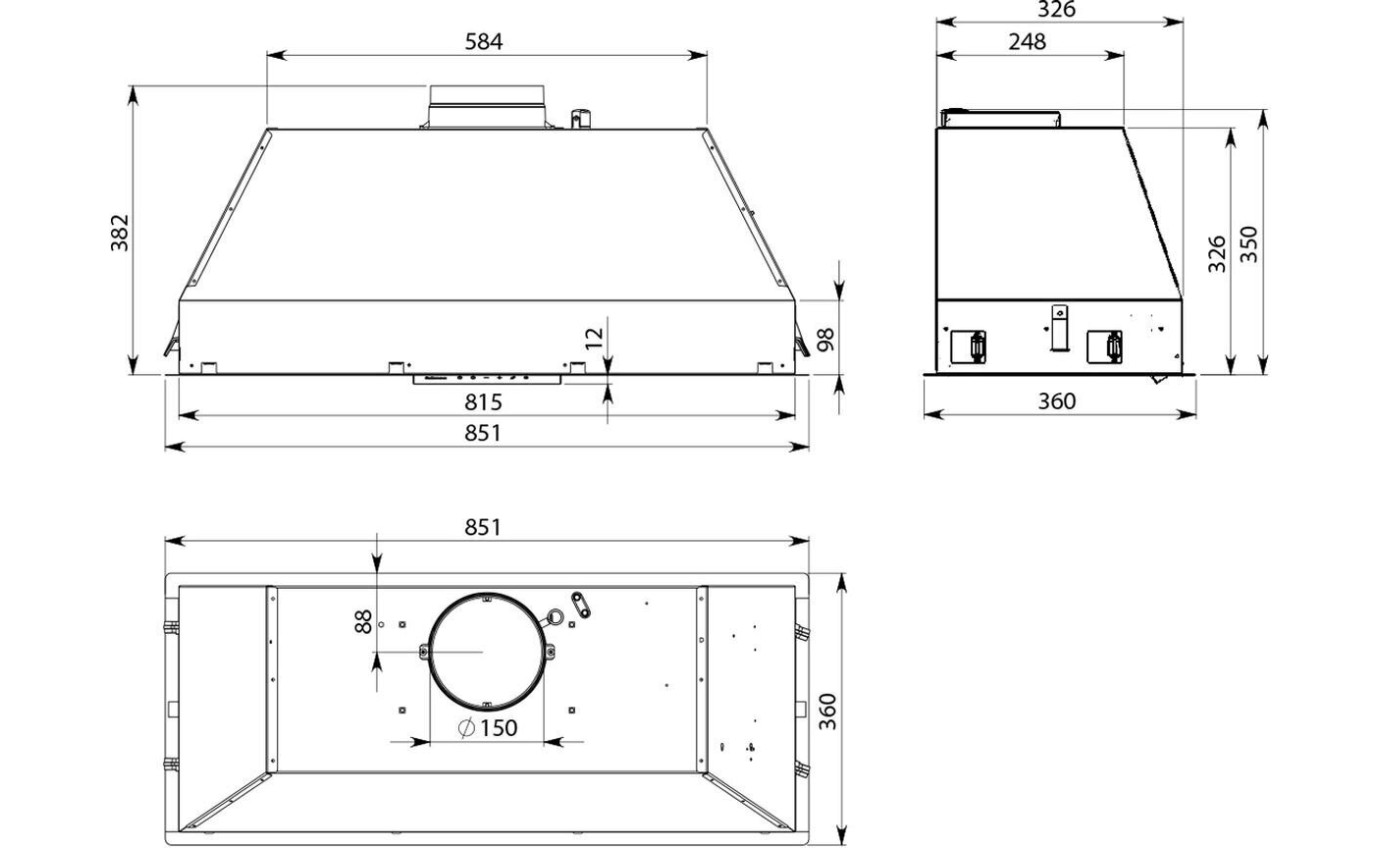 Falmec 90cm Siena+ 90 Deep Under Cupboard Rangehood FP3SND90S2