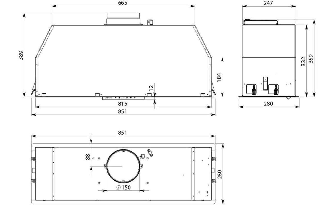 Falmec 90cm Siena+ 90 Under Cupboard Rangehood FP3SN90S2