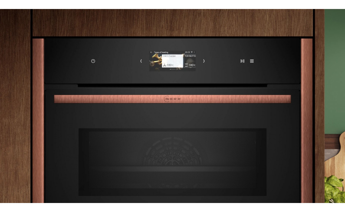 Neff 45cm N 90 Flex Design Compact EcoClean Oven with Microwave - Metallic Silver C29MS3AY0MS