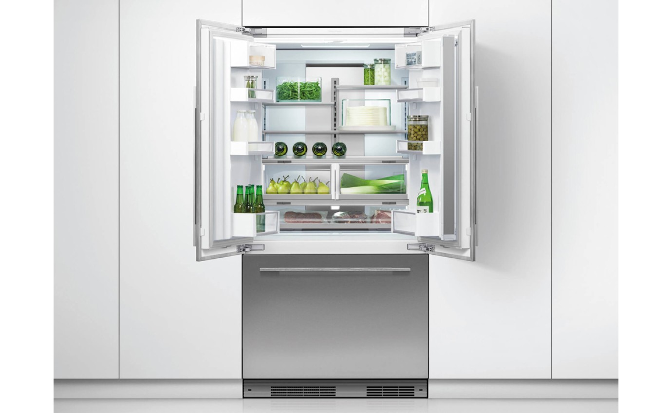 Fisher & Paykel 90cm Series 7 Integrated French Door Refrigerator Freezer, Ice & Water RS90AU1