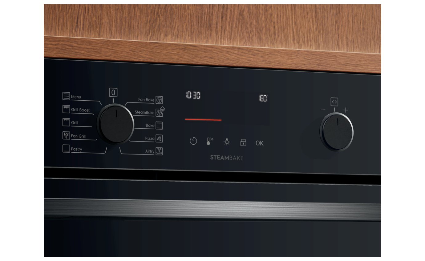 Electrolux 60cm 600 Series Pyrolytic Oven with SteamBake (Black) EVEP6515DF