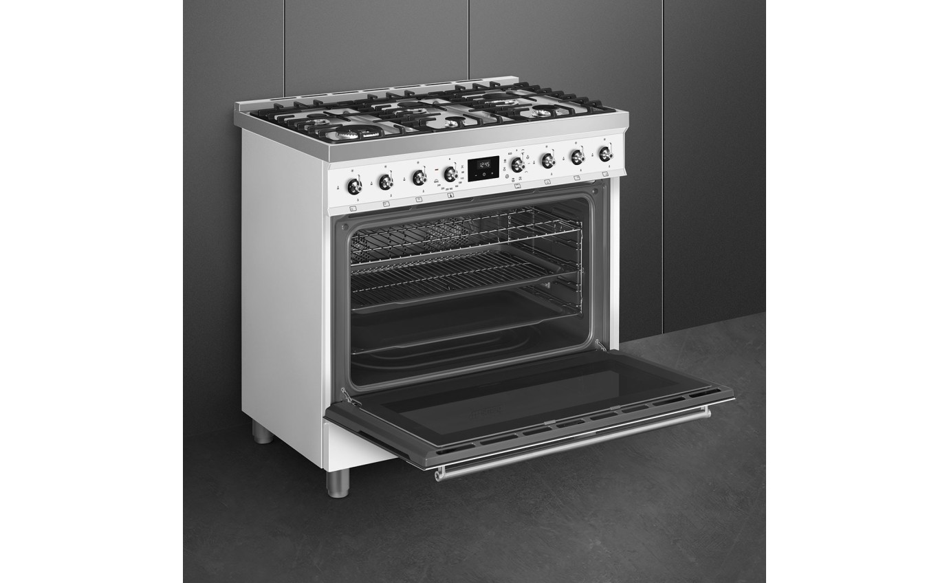 Smeg 90cm Classic Freestanding Dual Fuel White Stove CS9GMWHA2