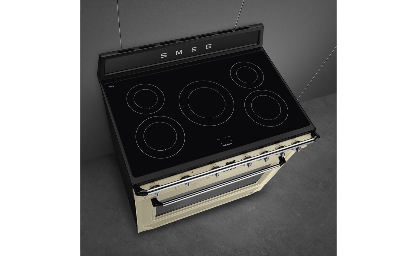 Smeg 90cm Victoria Induction Cooker 5 Zones 9 Functions Cream TR90IMP