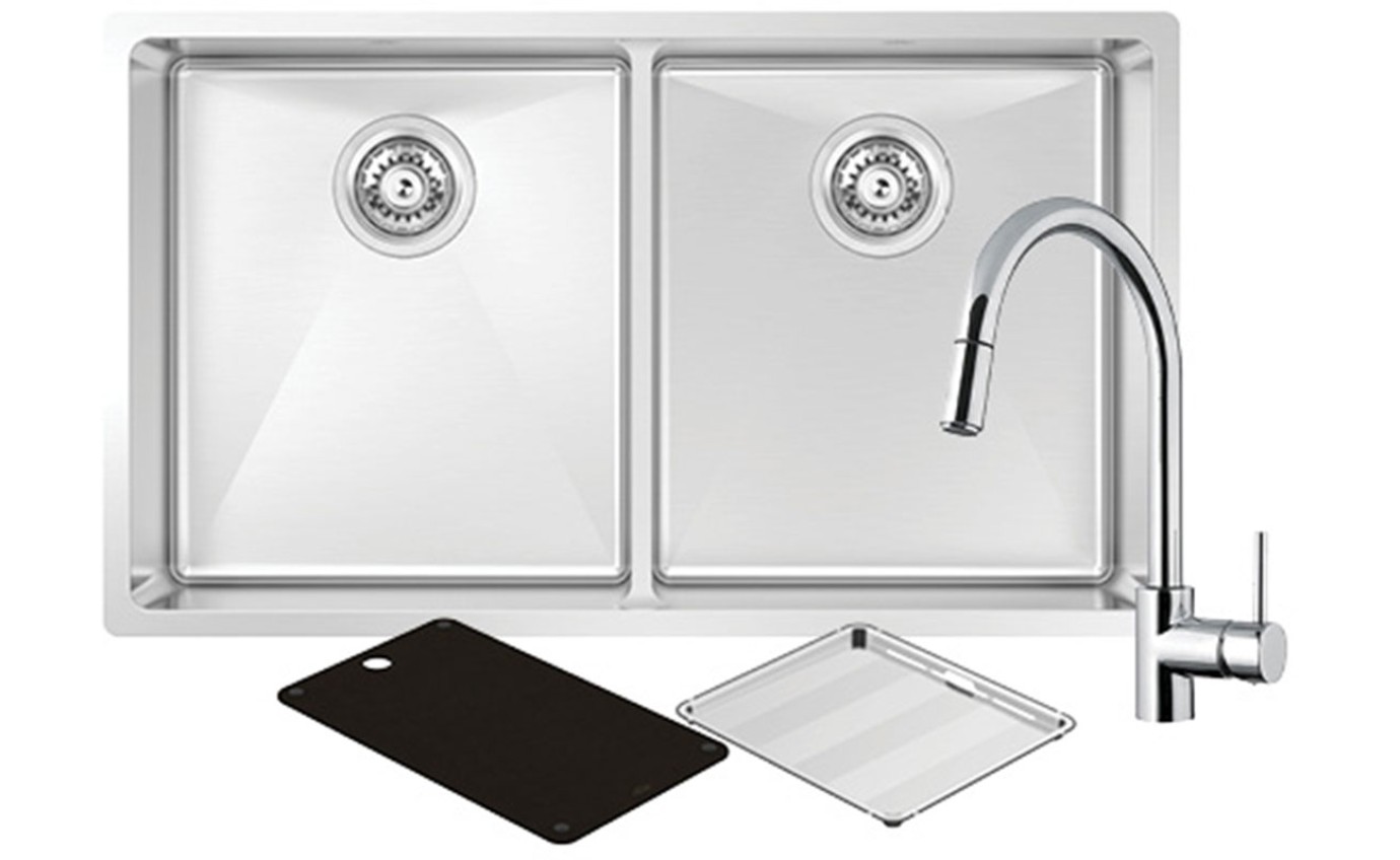 Abey Double Sink with SK5-AV Kitchen Mixer MOA360DT4