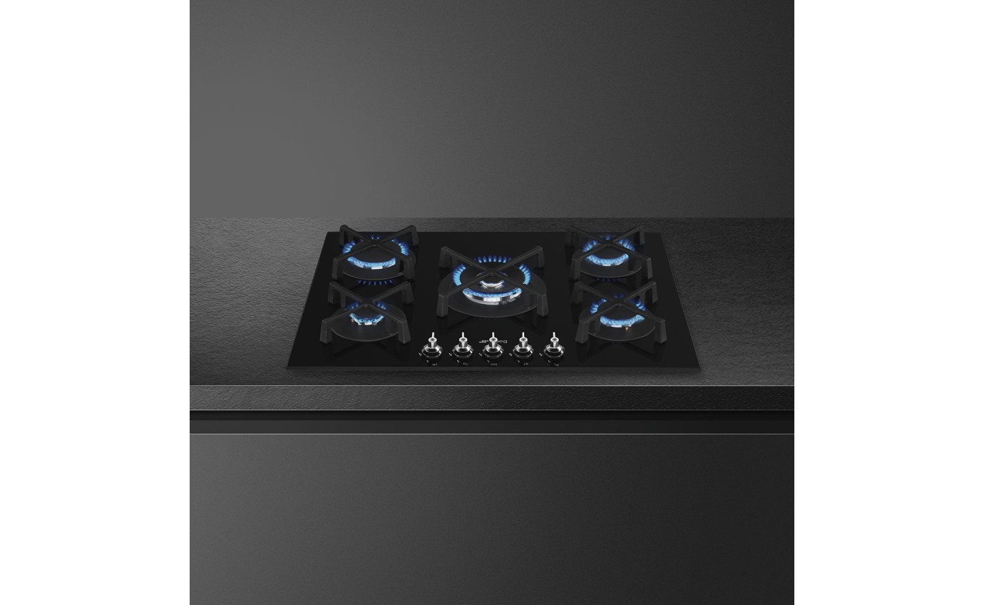 Smeg 75cm Classic Gas On Tempered Glass Cooktop PV375NAU