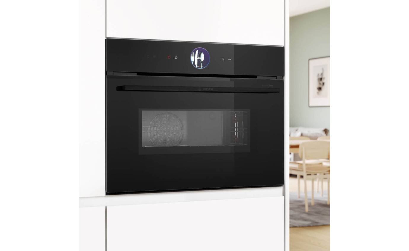 Bosch Series 8 Accentline Built-In Compact Oven with Microwave Function Black CMG936AB1A
