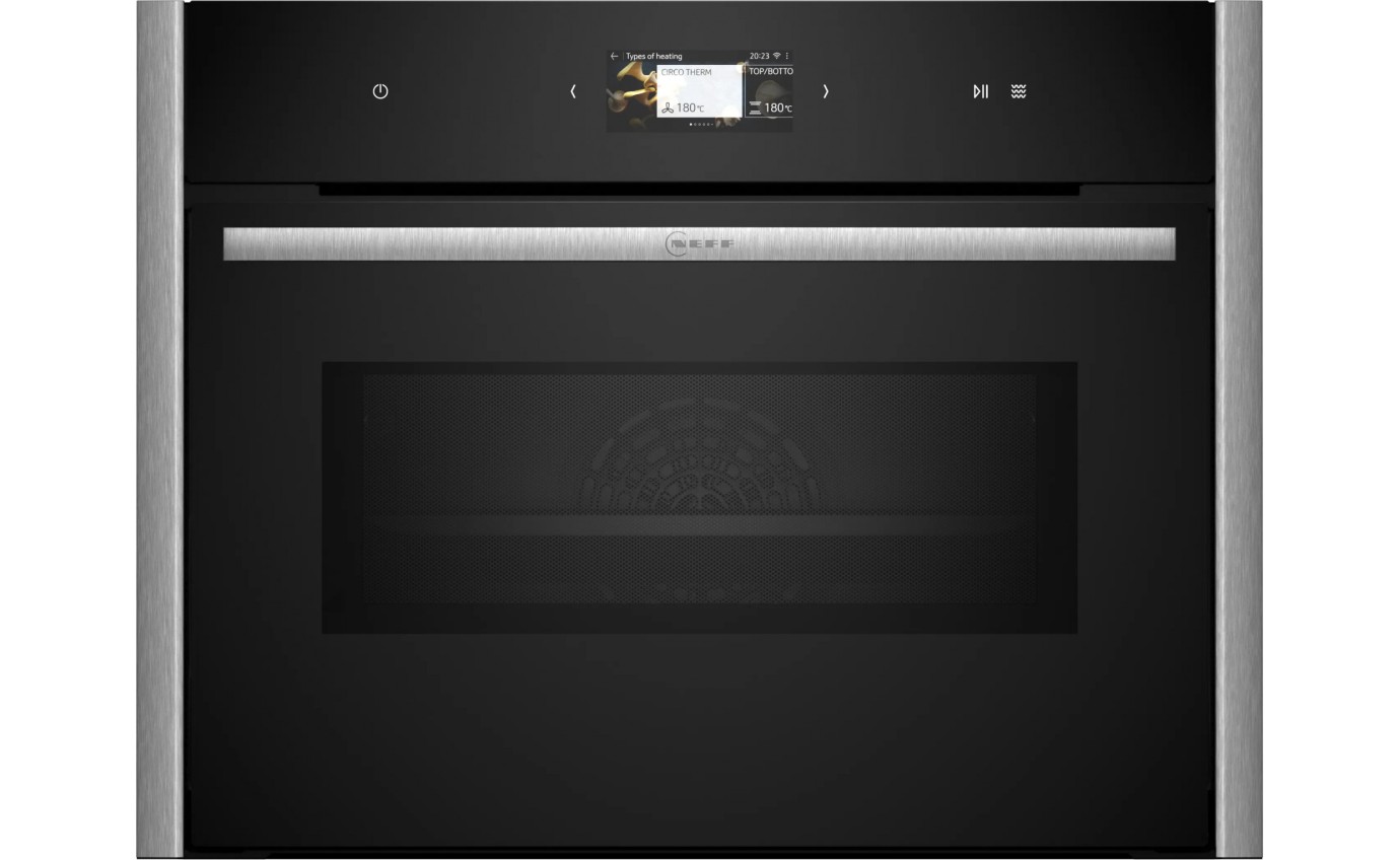 Neff 45cm N 90 Flex Design Compact EcoClean Oven with Microwave - Metallic Silver C29MS3AY0MS