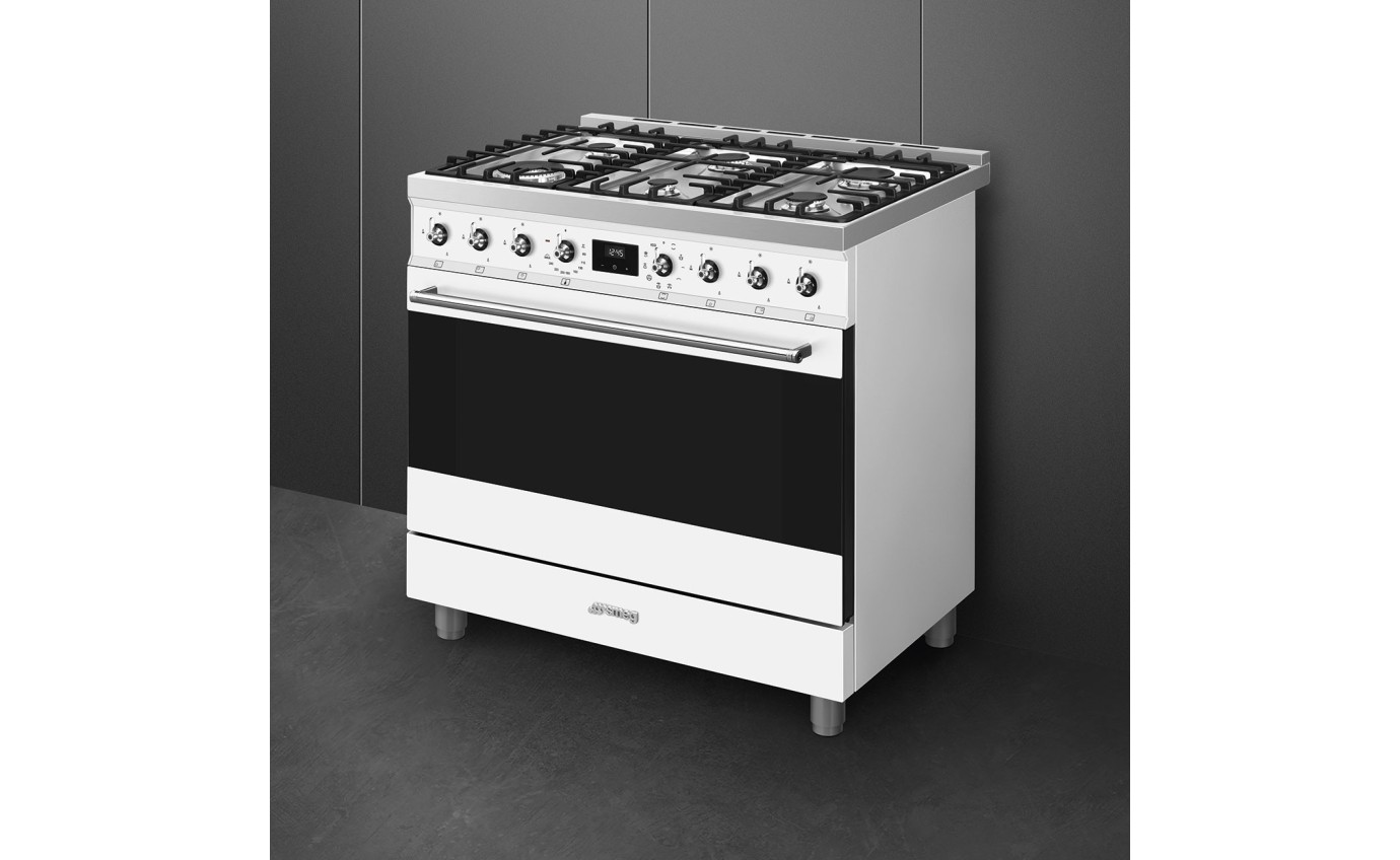 Smeg 90cm Classic Freestanding Dual Fuel White Stove CS9GMWHA2 Hart Co