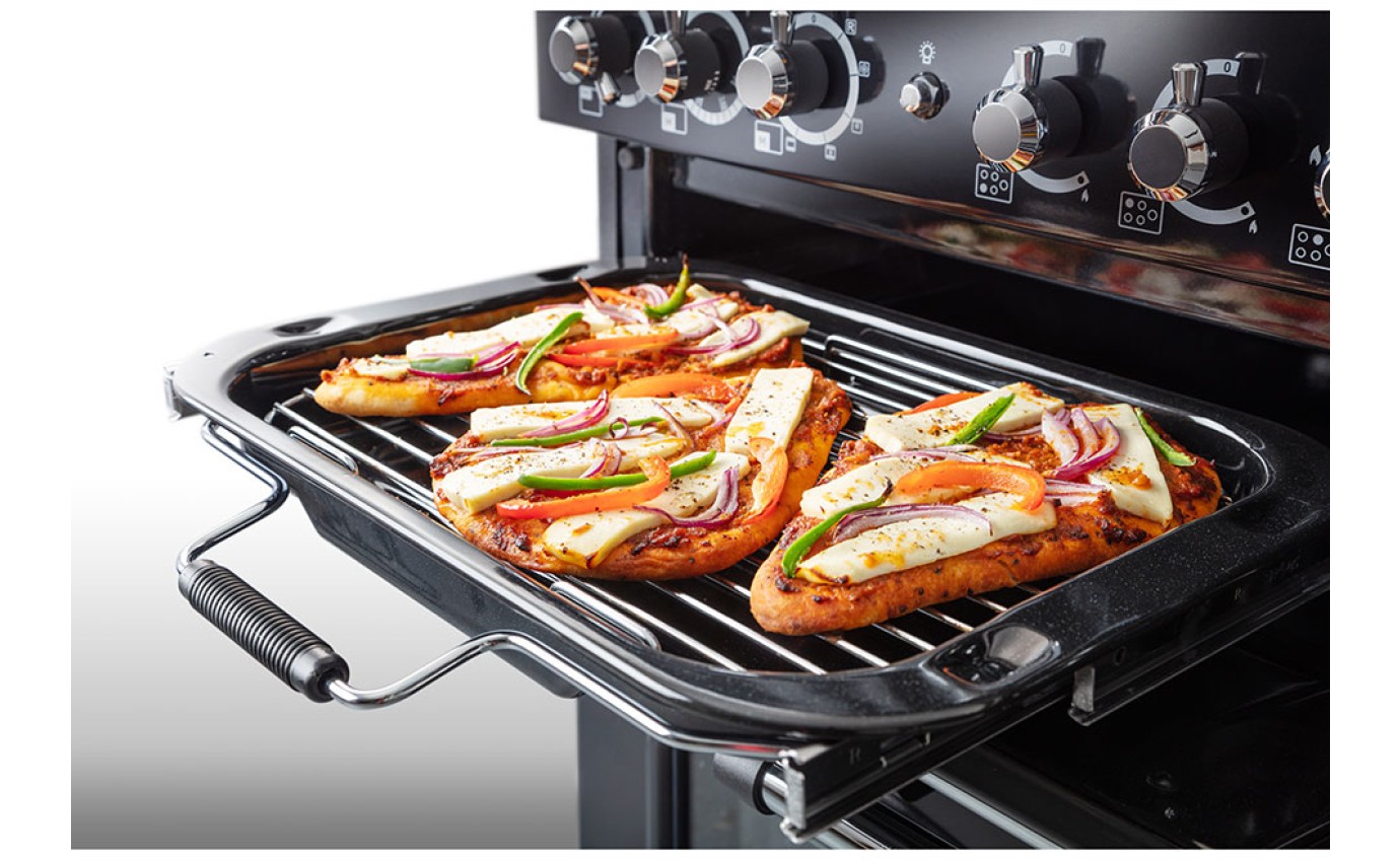 Falcon Classic Deluxe 90cm Dual Fuel Upright Cooker Stone Blue / Chrome CDL90DFSBCH